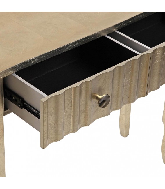 Consola de entrada art decó MDF pan de oro con 2 cajones elegantes. 4
