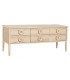 Mueble de TV madera abeto y ratán natural con 6 cajones estilo boho.