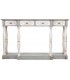 Consola clásica grande de madera tallada decapada en blanco y gris. 1