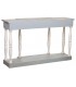 Consola clásica grande de madera tallada decapada en blanco y gris. 3
