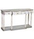 Consola clásica grande de madera tallada decapada en blanco y gris. 2