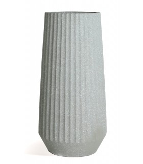 Macetero alto en poli resina gris moteado de estilo contemporáneo.