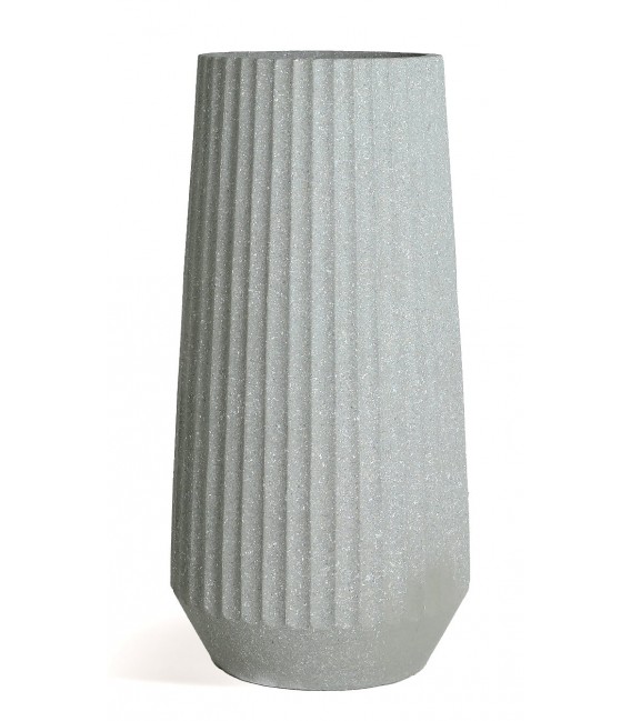 Macetero alto en poli resina gris moteado de estilo contemporáneo.