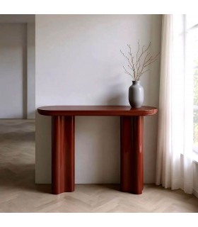 Consola de entrada en madera DM con acabado granate brillo chic.  Mdmhogar