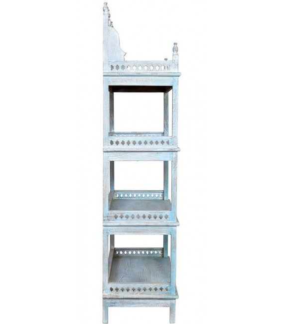 ESTANTERIA BAJA 90 X 40 X 166 PRIPIN MADERA TALLADA AZUL ROZADO