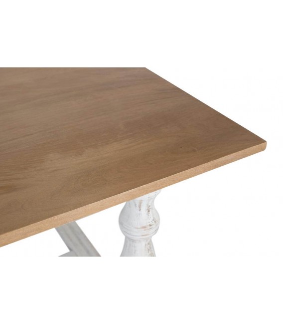 Mesa XL de comedor en madera natural y patas blancas torneadas. 4