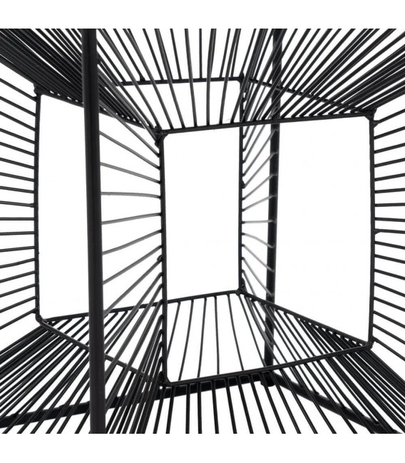 Mesita auxiliar metal negro con sobre de cristal diseño geométrico. 3