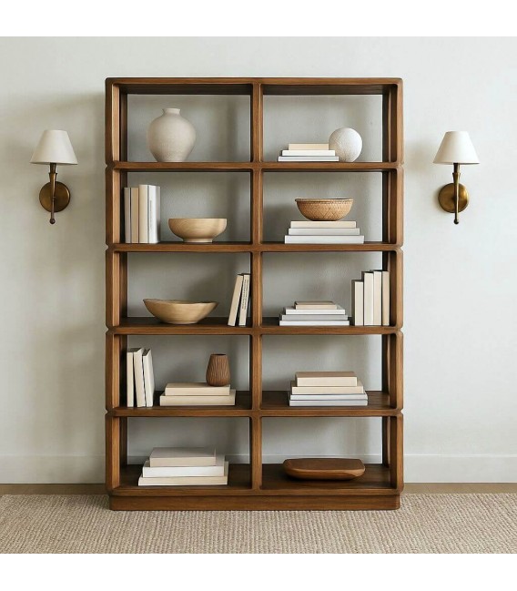 Estantería XL de madera maciza de mango con acabado anogalado. Mdmhogar