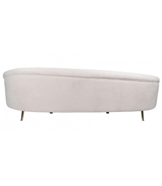Sofá XL 4 plazas estilo art decó con patas doradas y tapizado crema. 2