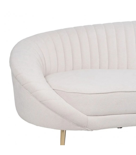 Sofá XL 4 plazas estilo art decó con patas doradas y tapizado crema. 3