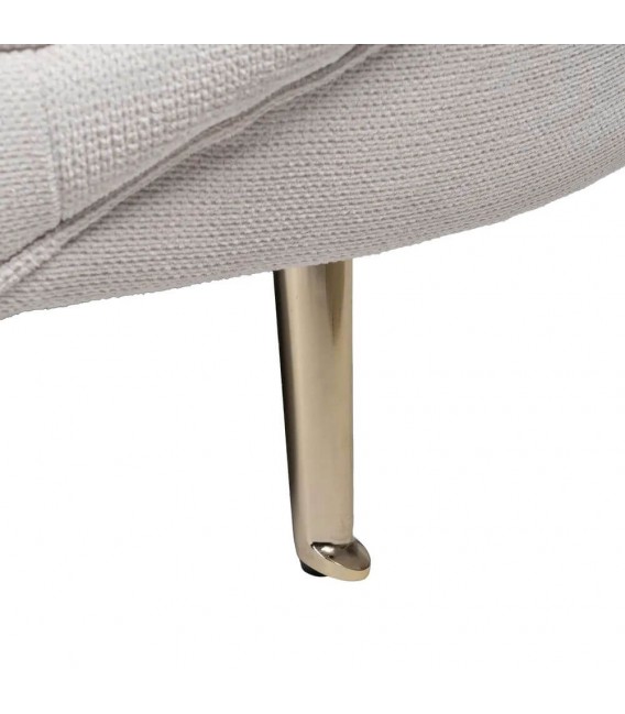 Sofá XL 4 plazas estilo art decó con patas doradas y tapizado crema. 5