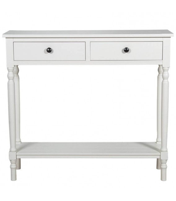 Consola blanca estilo mediterráneo con 2 cajones y balda inferior. 1