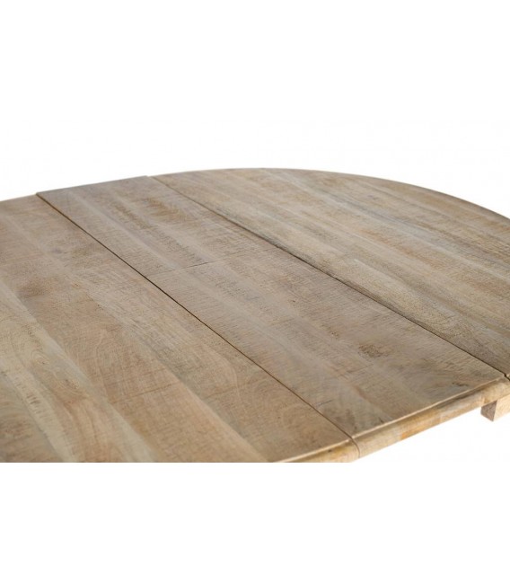 Mesa redonda extensible de comedor en madera maciza de mango natural. 3