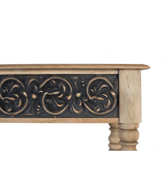 Consola XXL de madera estilo clásico provenzal frontal tallado negro. 3