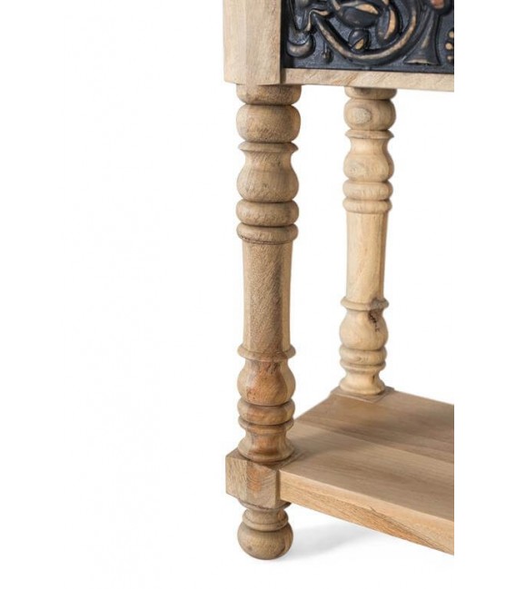 Consola XXL de madera estilo clásico provenzal frontal tallado negro. 4