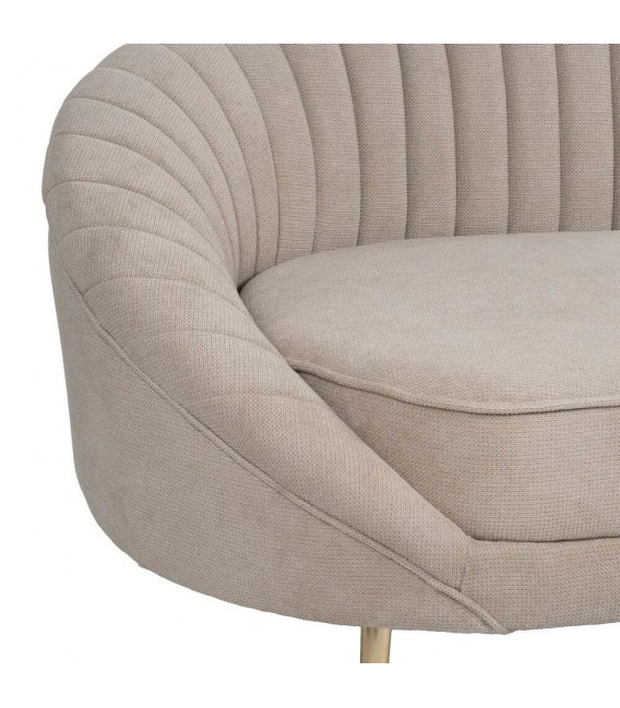 Sofá XL 4 plazas estilo art decó con patas doradas y tapizado topo. 3