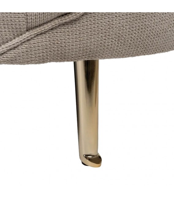 Sofá XL 4 plazas estilo art decó con patas doradas y tapizado topo. 6