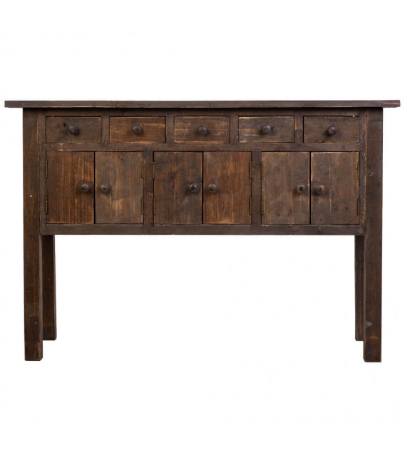 Consola de entrada rústica, madera reciclada con acabado envejecido.