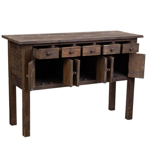 Consola de entrada rústica, madera reciclada con acabado envejecido. 1