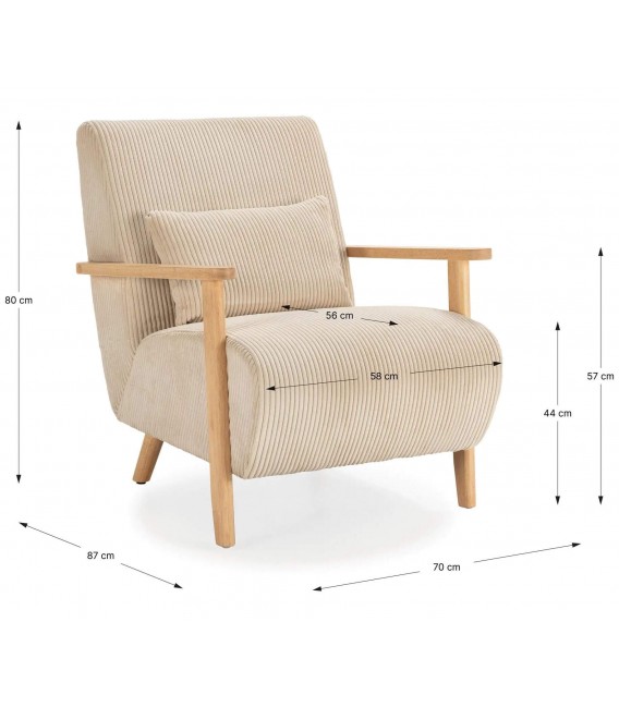 Butaca Nórdica Cómoda con Tapizado en Pana Beige