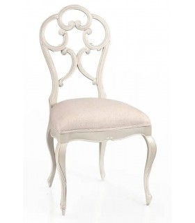 Silla madera lacada en blanco artesanal estilo provenzal.