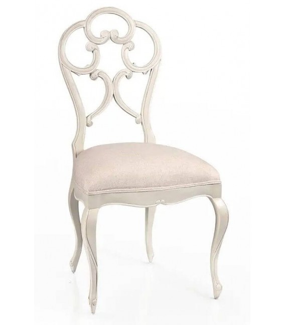 Silla madera lacada en blanco artesanal estilo provenzal.