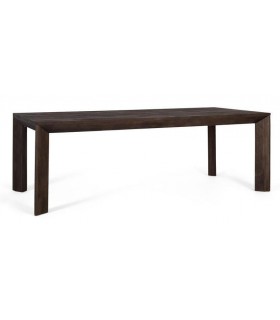 Mesa de comedor XL de madera maciza en color nogal, estilo colonial.