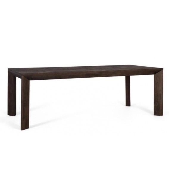 Mesa de comedor XL de madera maciza en color nogal, estilo colonial.