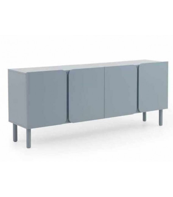 Aparador moderno con 4 puertas en madera lacada azul mate. Mdmhogar