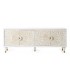 Mueble de tv madera tallada blanco y beige tiradores especiales. 1