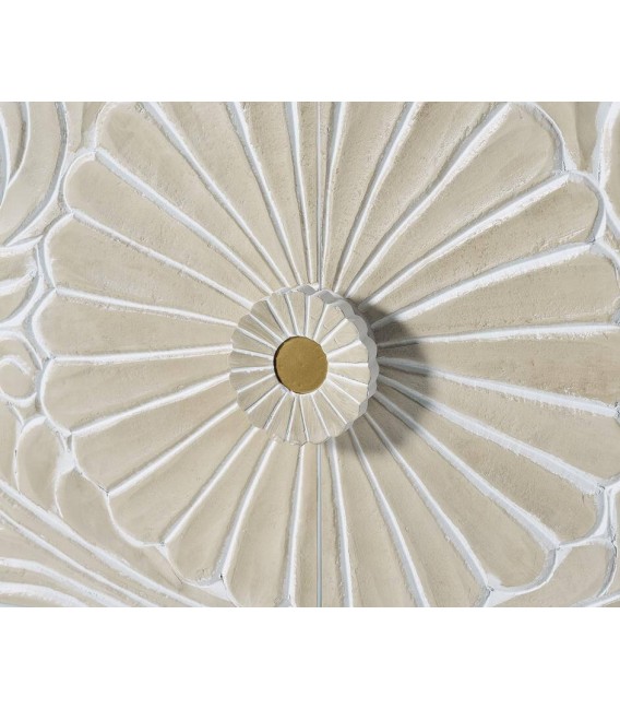 Mueble de tv madera tallada blanco y beige tiradores especiales. 4