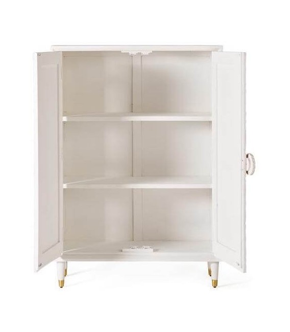 Armario alacena puertas talladas acabado blanco y beige. 2