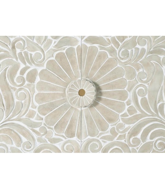 Aparador grande madera tallada blanco y beige estilo art decó. 4