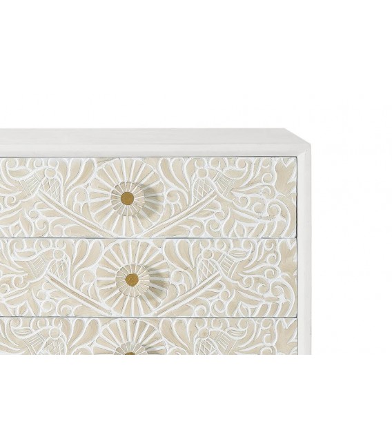 Comoda XL madera tallada blanco, toques dorados estilo art decó.3