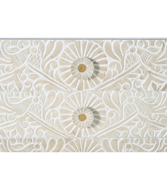 Comoda XL madera tallada blanco, toques dorados estilo art decó.4