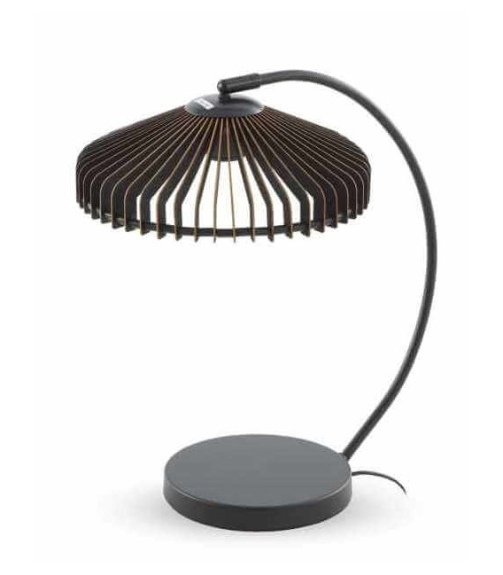 Lámpara de sobremesa chic con pantalla de contrachapado negro.