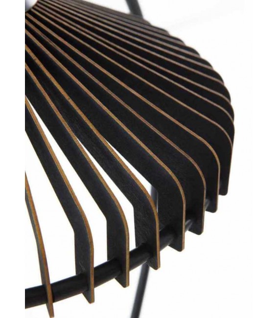 Lámpara de sobremesa chic con pantalla de contrachapado negro. 1