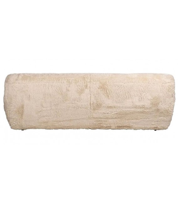 Sofá 4 plazas XL estilo boho tapizado en tela beige de pelo largo. 2