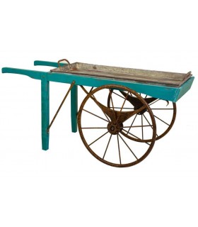 CARRO EXPOSITOR 145 X 60 X 70 GREDOS MADERA AZUL METAL ENVEJECIDO