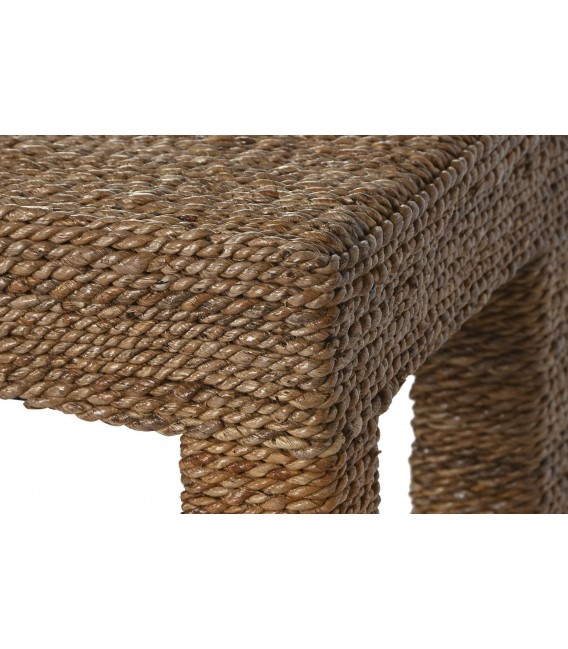 Consola de entrada boho de madera maciza y fibra natural trenzada. 3