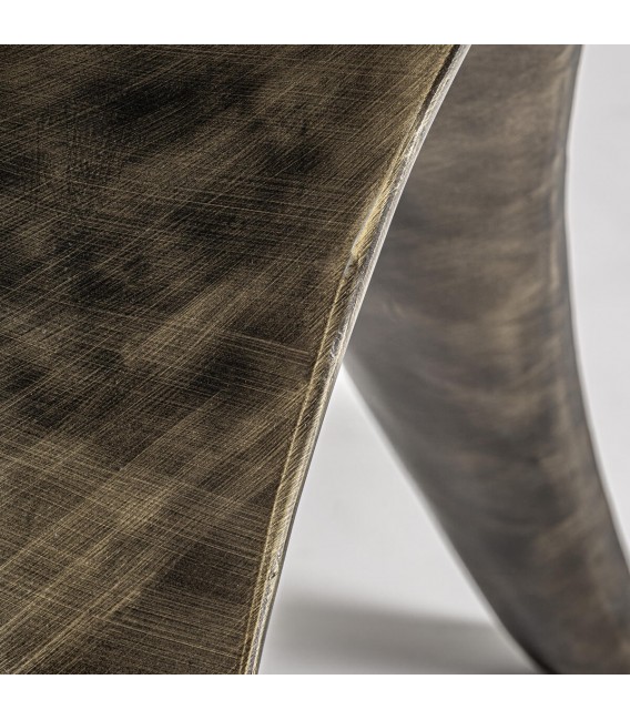 Mesa comedor redonda XL art decó base acero y tapa travertino. 4