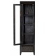 Vitrina pequeña boho de madera maciza con puerta de cristal negra. 1