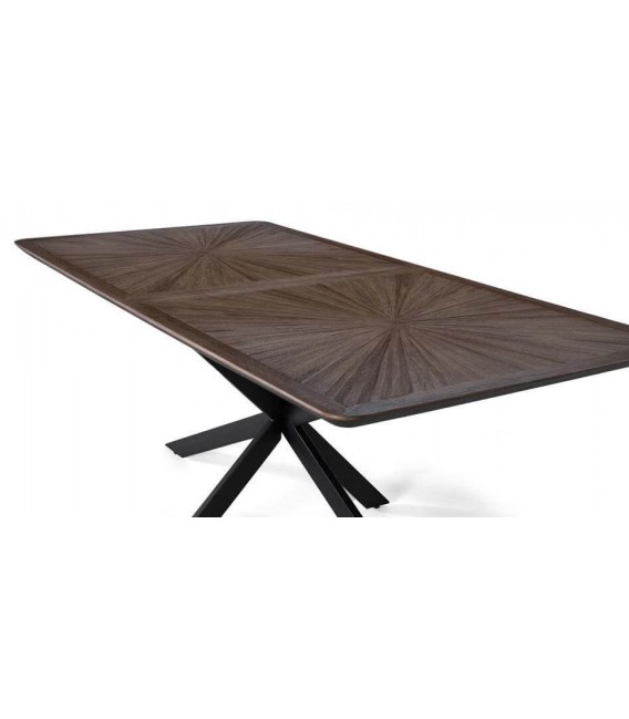 Mesa comedor rectangular industrial teca reciclada con pie negro. 2