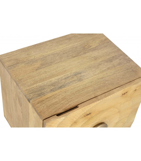 Mesita art decó de mango natural con puerta y detalles dorados. 3