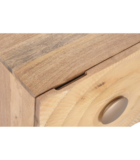 Mesita art decó de mango natural con puerta y detalles dorados. 4