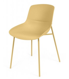 Silla de comedor estilo nórdico crema en metal y polipropileno. Mdmhogar