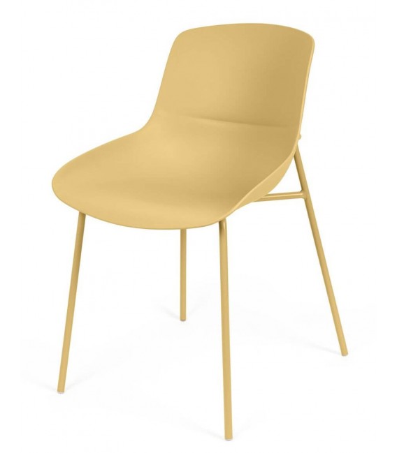 Silla de comedor estilo nórdico crema en metal y polipropileno. Mdmhogar