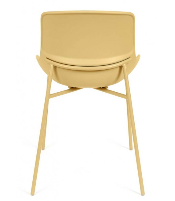 Silla de comedor estilo nórdico crema en metal y polipropileno. 3