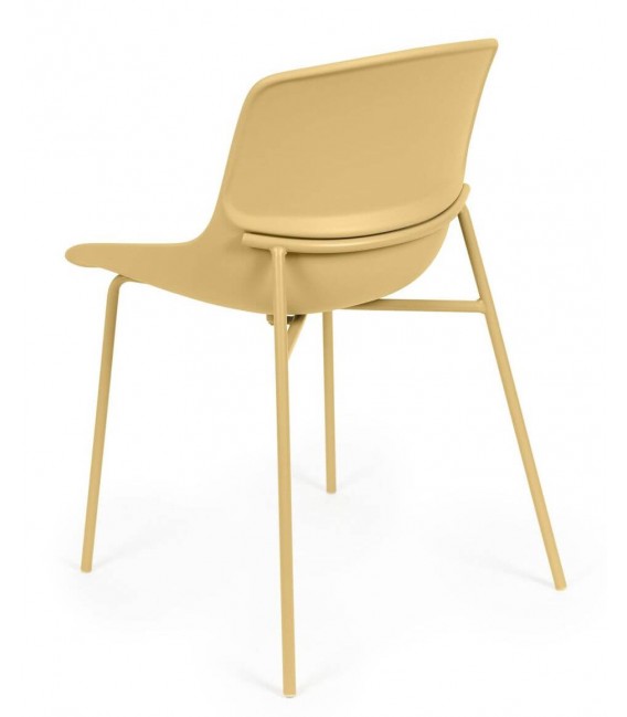 Silla de comedor estilo nórdico crema en metal y polipropileno. 2