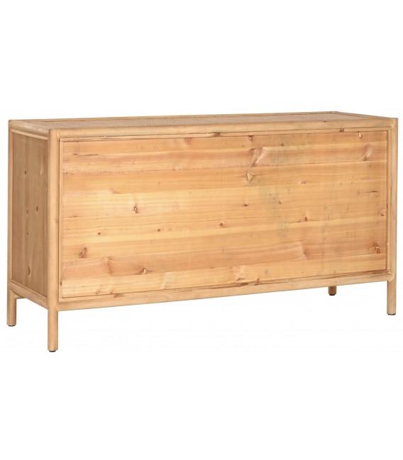 Aparador boho madera natural puertas de ratán y tiradores de bambú. 4